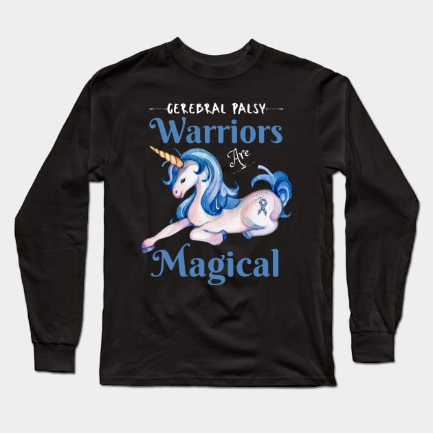 Cerebral Palsy Warriors Are Magical, Cute Green Unicorn Long Sleeve T-Shirt by JustBeSatisfied